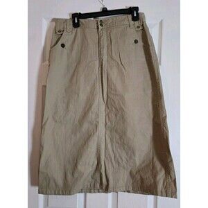 Christopher & Banks Khaki Beige Cotton Maxi Skirt Stretch Long Modest Women Sz 8